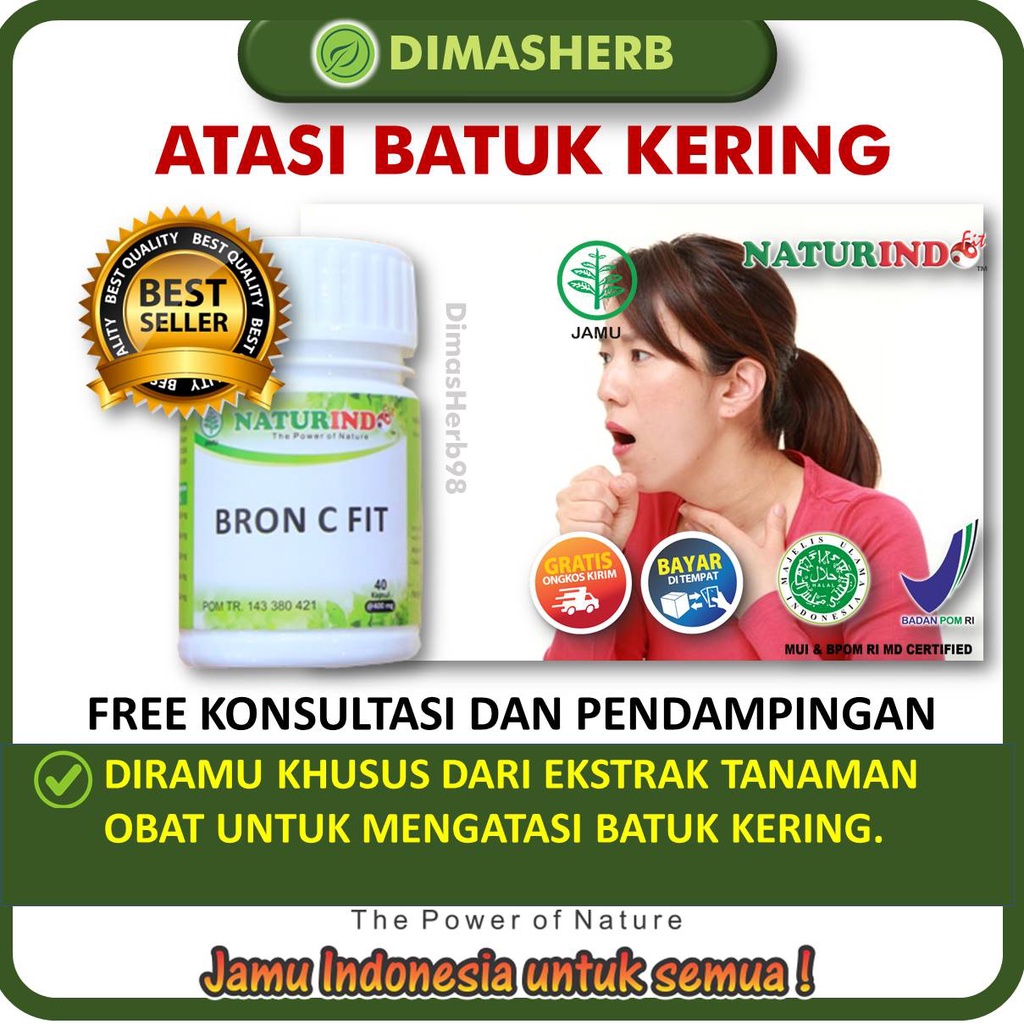 Obat Sesak Nafas Berdahak Batuk Kering Berlendir Alergi Dingin Debu Sinusitis Rhinitis Amandel Menaun Obat Asma Obat TBC Bronkitis Obat Jamu Herbal BPOM HALAL MUI Gangguan Pernafasan Alergi Debu Obat Gurah Paru Paru Herbal BRON C FIT NATURINDO YOGYAKARTA-BATUK KERING