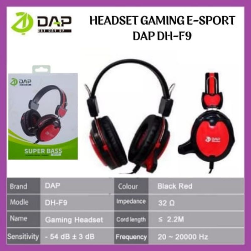 DAP DH-F9 Headset Gaming E-Sport Super Bass Original DAP