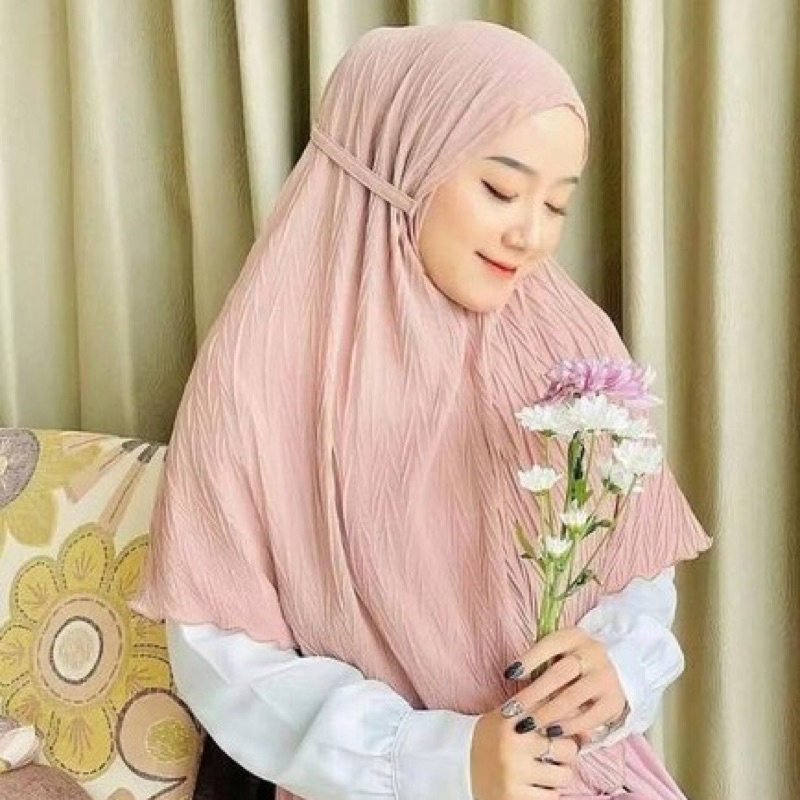 Bergo Padi, Bergo Instan Plisket Padi Zigzag, Hijab Instan