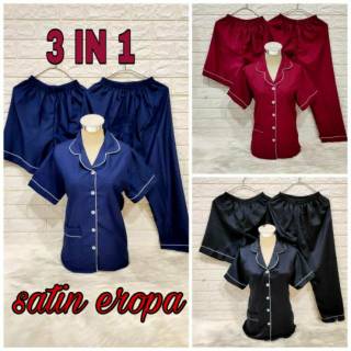 Dtree Baju tidur piyama dewasa cp 3 in 1 satin eropa Dtree Baju tidur piyama dewasa cp 3 in 1 satin eropa