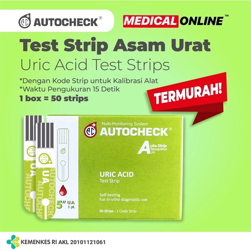 AUTOCHECK STRIP ASAM URAT URIC ACID ISI 50 PER BOX MEDICALONLINE MEDICAL ONLINE