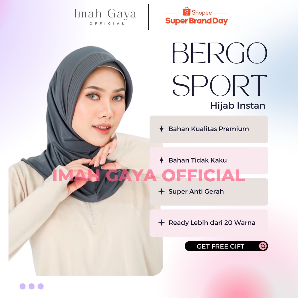 Jilbab Bergo Instan Wanita Polos Spandek Jersey Premium Jilbab Bergo Sport