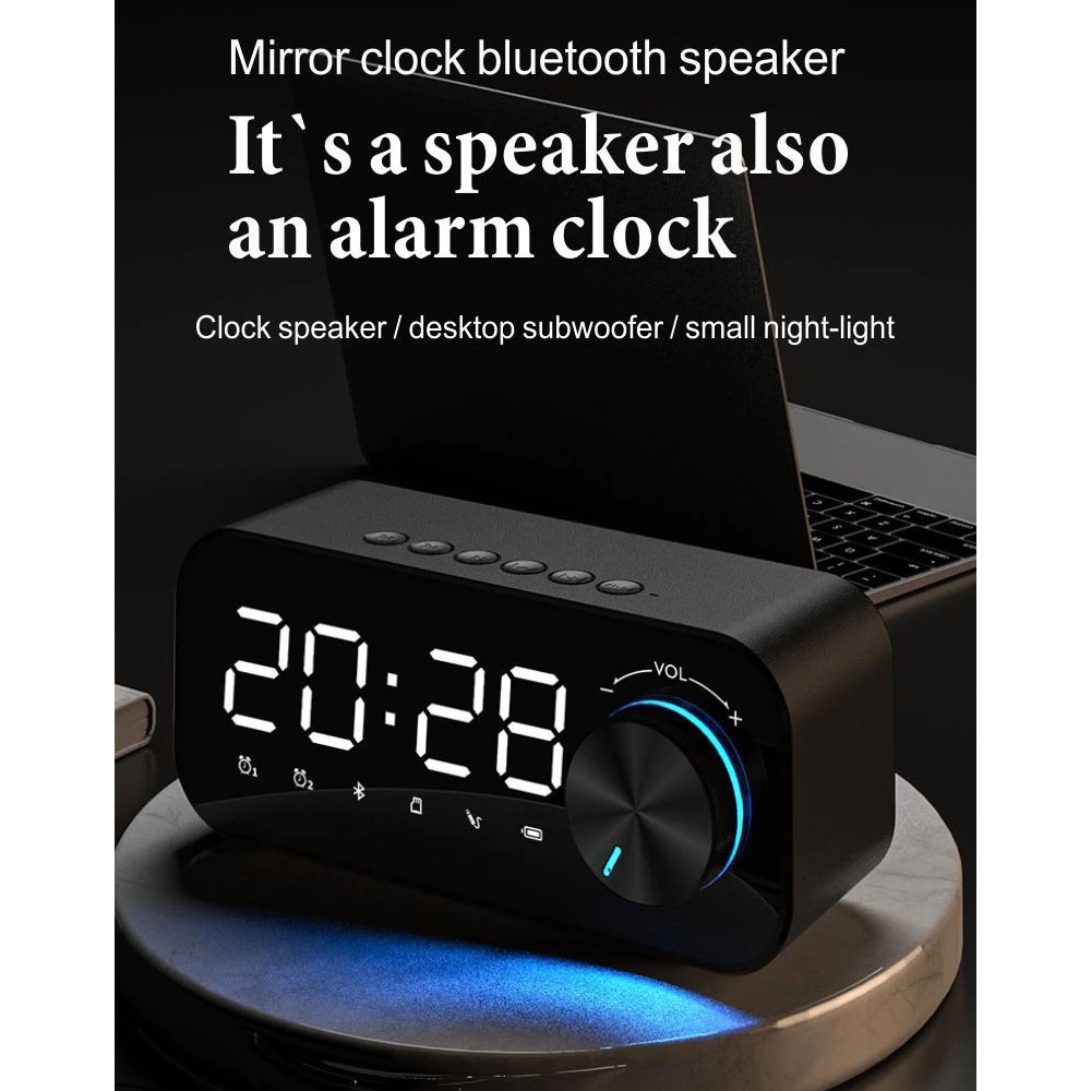 CENTECHIA Jam Alarm Clock with Bluetooth Speaker - 7RSK95BK - Black