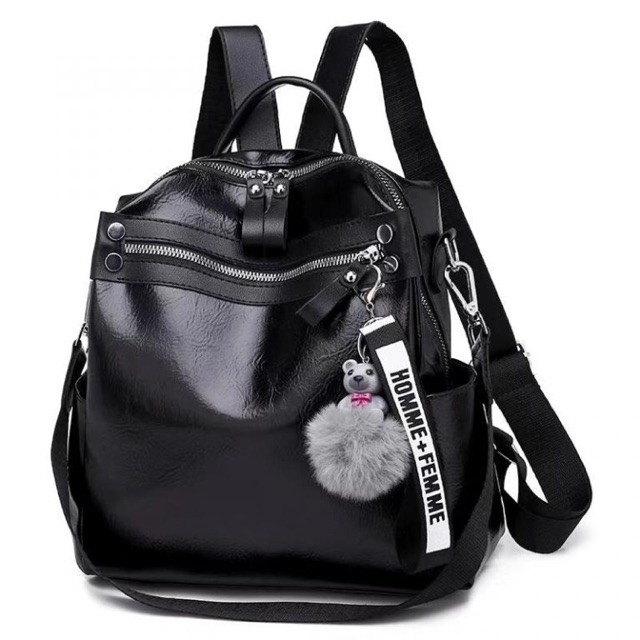 SG2735 Syafniegalery Ransel impor MULTIFUNGSI backpacker free gantungan tas kuliah punggung pompom