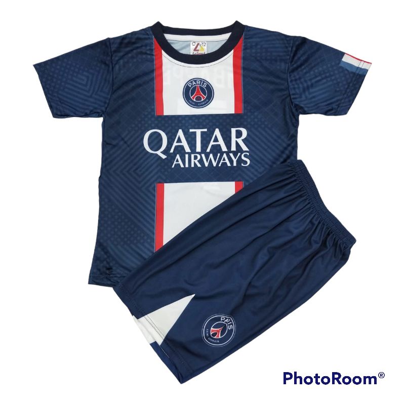 SETELAN JERSEY PSG/SETELAN BAJU BOLA ANAK LAKI LAKI/GRATIS SABLON NAMA DAN NOMER PUNGGUNG