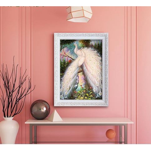 DIY Full Drill Diamond Painting - 5D 2 White Peafowl Stitch Kit