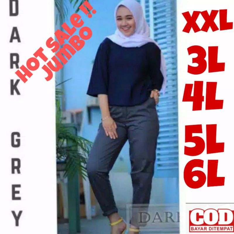 CELANA JUMBO BAGGY PANTS PREMIUM AMERICAN DRILL BIG SIZE XXL 3L 4L 5L 6L | CELANA WANITA