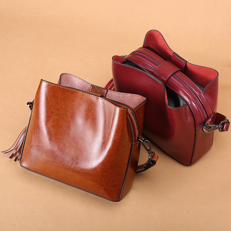 Wanita Kulit Sapi Tas 2021  Fashion Tas Kulit Asli  Korea Crossbody Rumbai Bahu Tas Tangan Women 'S 