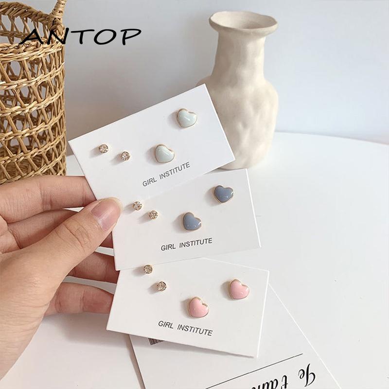 Anting Tusuk Gantung Desain Hati Gaya Pelajarsimpleperi Untuk Wanita