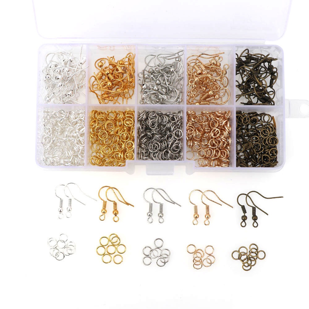 500pcs Cincin Terbuka + 100pcs Kait Konektor Anting Untuk Aksesoris Perhiasan DIY