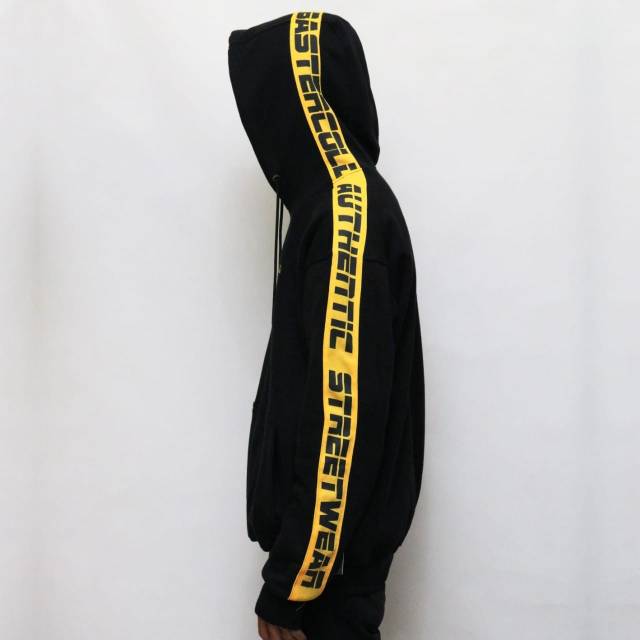 Jaket original baster.cold / jaket hoodie hitam list kuning / PH distro swag kekinian