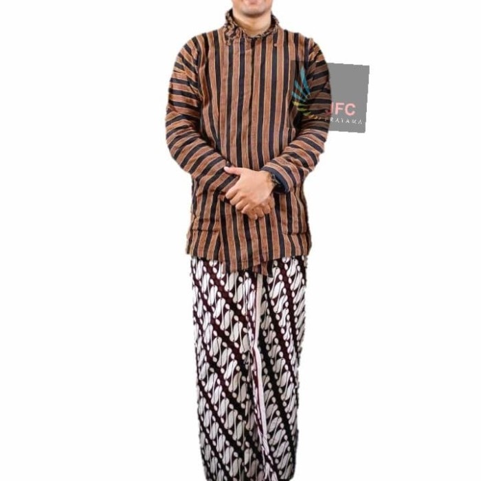 WS Setelan Baju Jarik Surjan / Lurik Dewasa / Pakaian Adat Jawa Dewasa - M