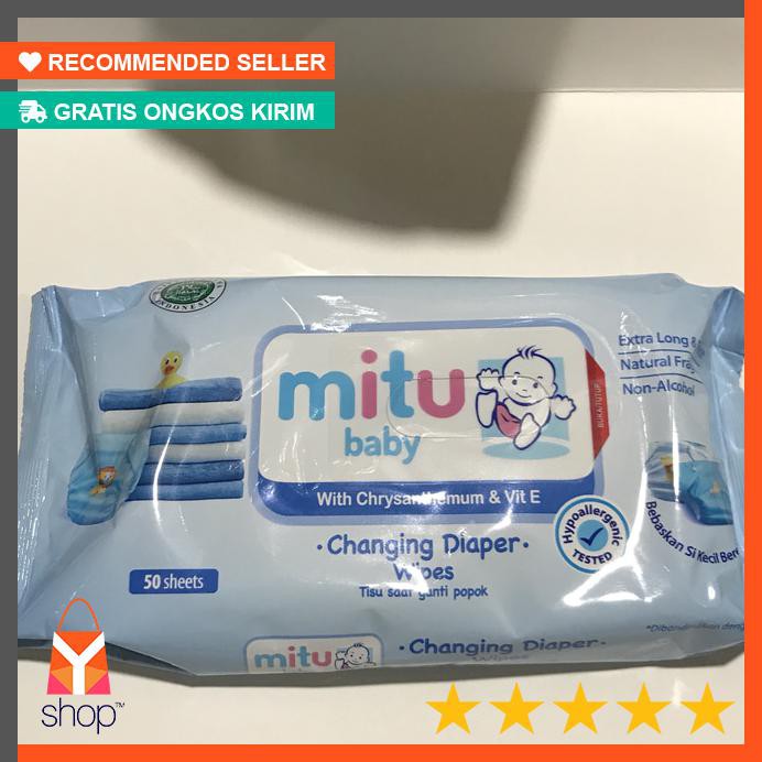TERPOPULER  Mitu Baby Wipes 50 Sheets Biru Tisu Tissue Basah Biru Chrysanthemum