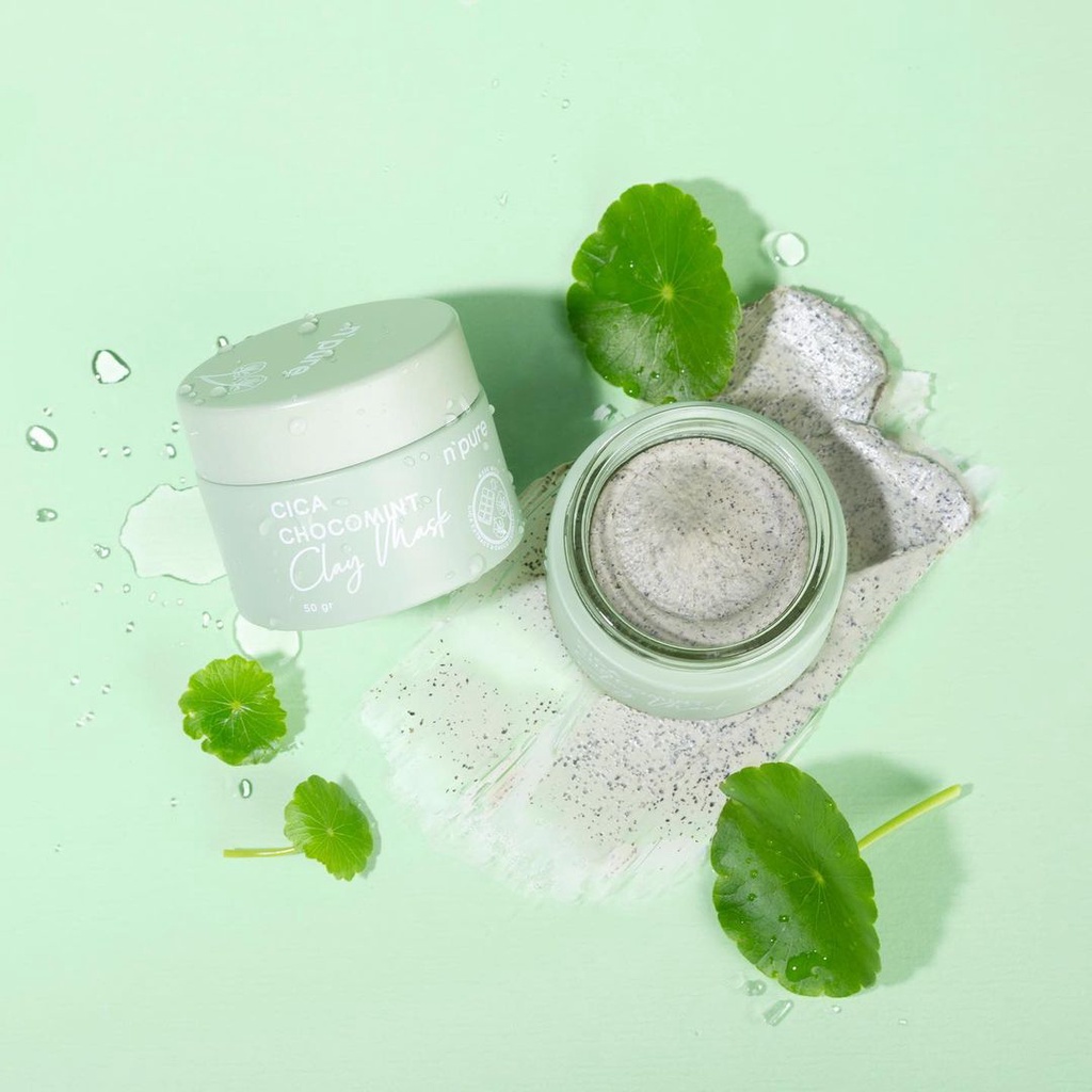 (Masker Komedo &amp; Kulit Berminyak/Berjerawat) NPURE CLAY MASK Centella Asiatica CICA Chocomint 50 Gr - Free Spatula - Masker Clay Untuk Komedo Kulit Wajah Berminyak Berjerawat Oily Jerawat