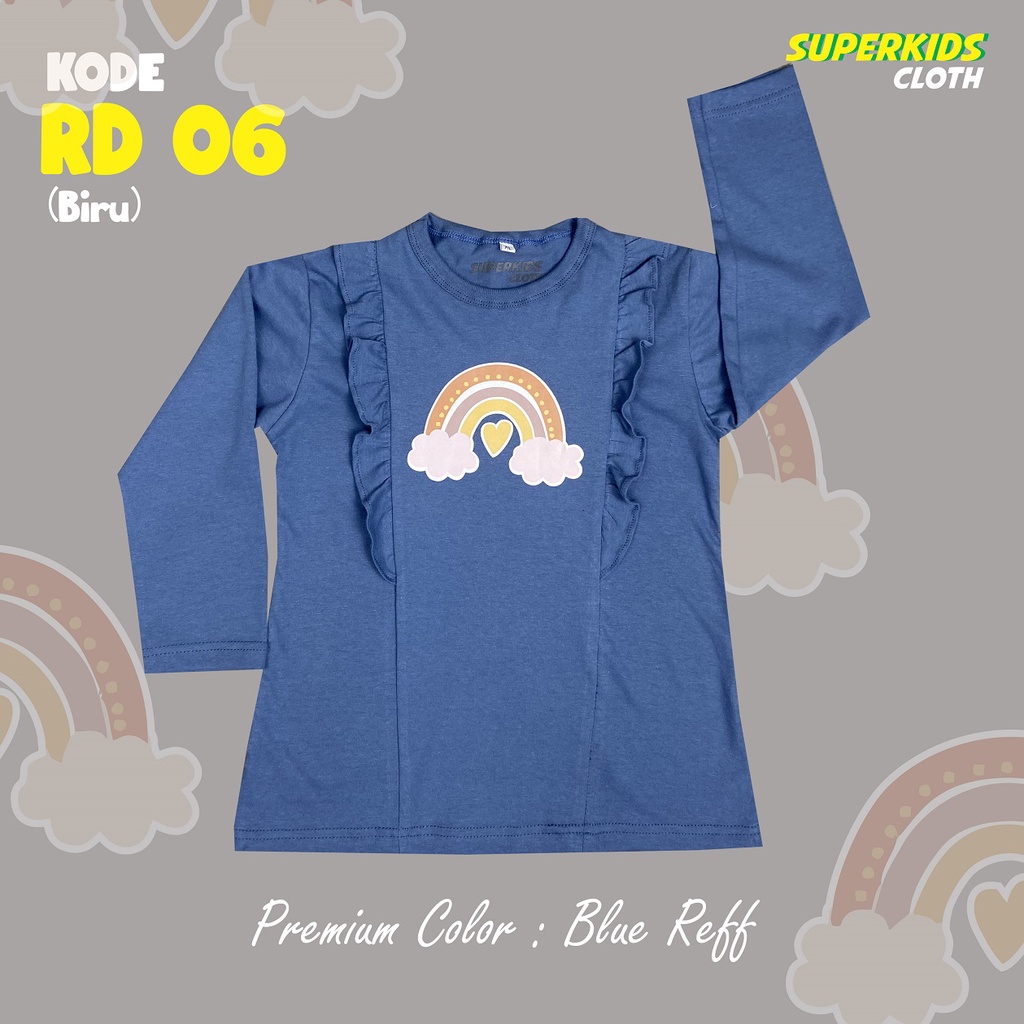 BAJU ANAK PEREMPUAN LENGAN PANJANG RAMPEL DADA GAMBAR LUCU WARNA TERBARU | KAOS ANAK PEREMPUAN PAKAIAN ANAK CEWEK LENGAN PANJANG VARIASI RAMPEL RUFFLE MURAH TERLARIS VIRAL ECER GROSIR BRAND SUPERKSIDCLOTH UMUR 1 2 3 4 5 6 7 8 9 10 11 TAHUN