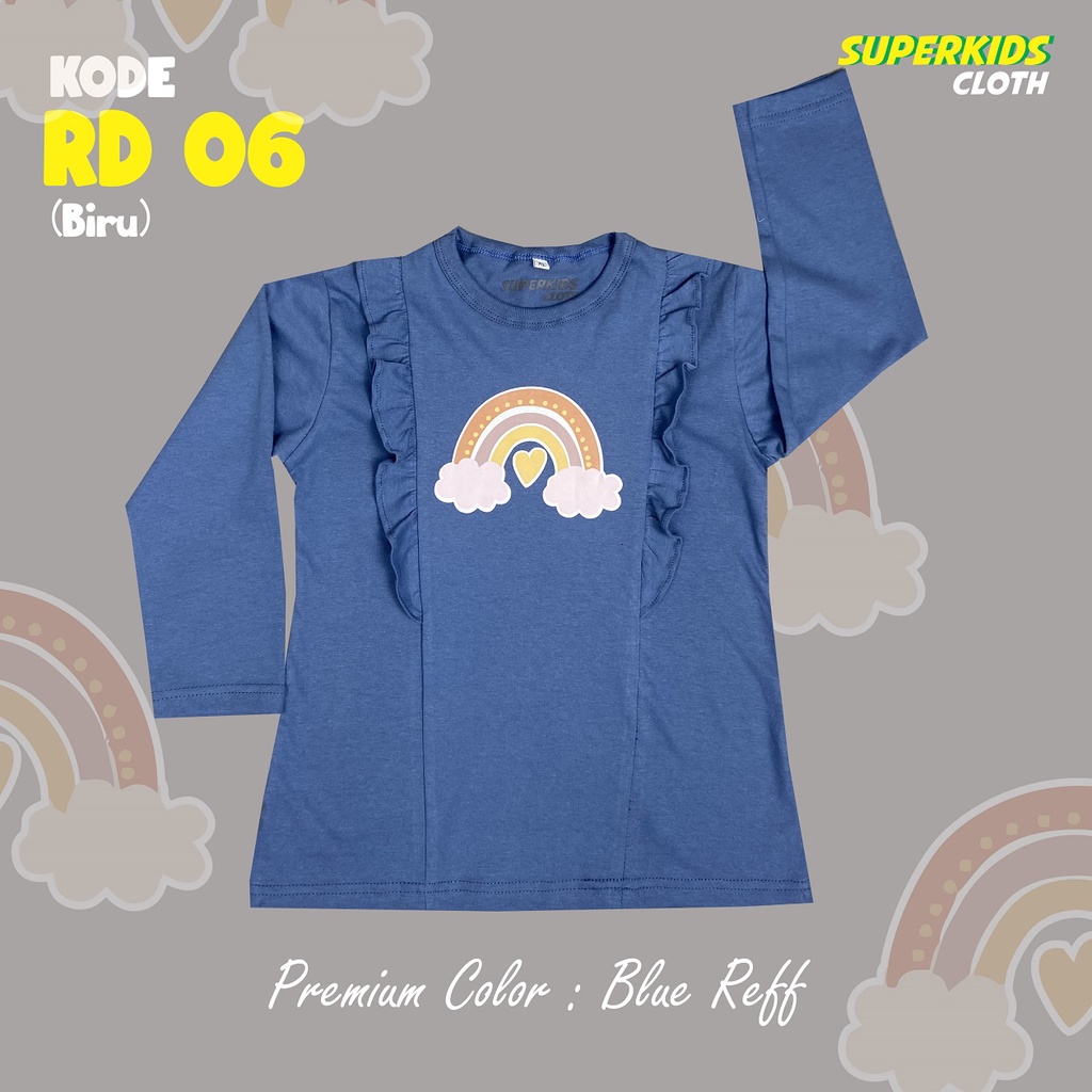 BAJU ANAK PEREMPUAN / KAOS ANAK PEREMPUAN / PAKAIAN ANAK CEWEK KAOS ANAK CEWEK LENGAN PANJANG VARIASI RAMPEL RUFFLE ECER GROSIR BRAND SUPERKSIDCLOTH 1 - 11 TAHUN