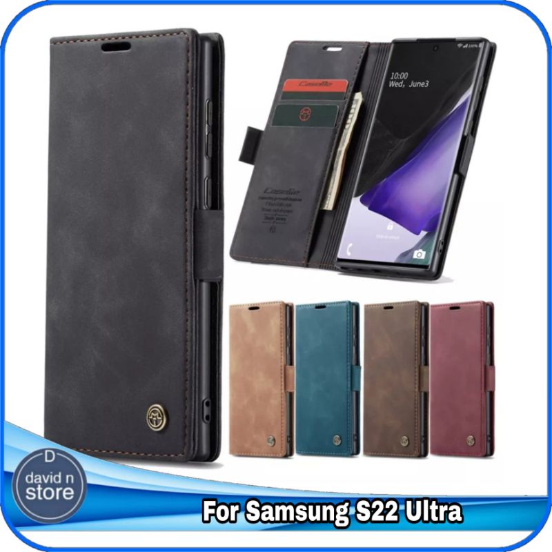 Casing Samsung Galaxy S22 Ultra S 22 Ultra Flip Case Cover PU Leather Flipcase Hard Soft Wallet Domp
