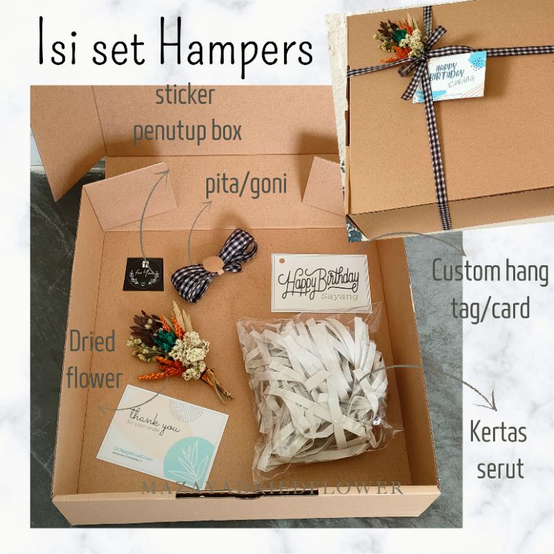 Box Hampers  (Bebas custom kata kata)/ paket lengkap DIY box hampers / kotak kado / kotak box