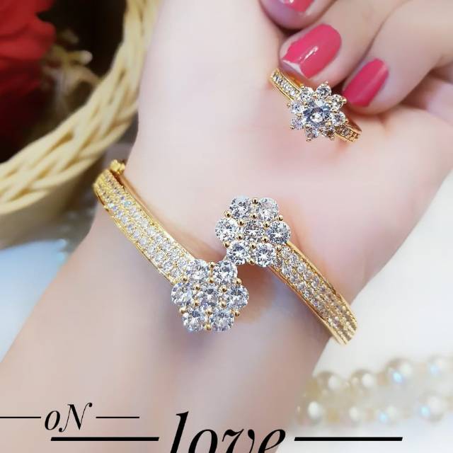 Xuping gelang dan cincin lapis emas 24k 1302i