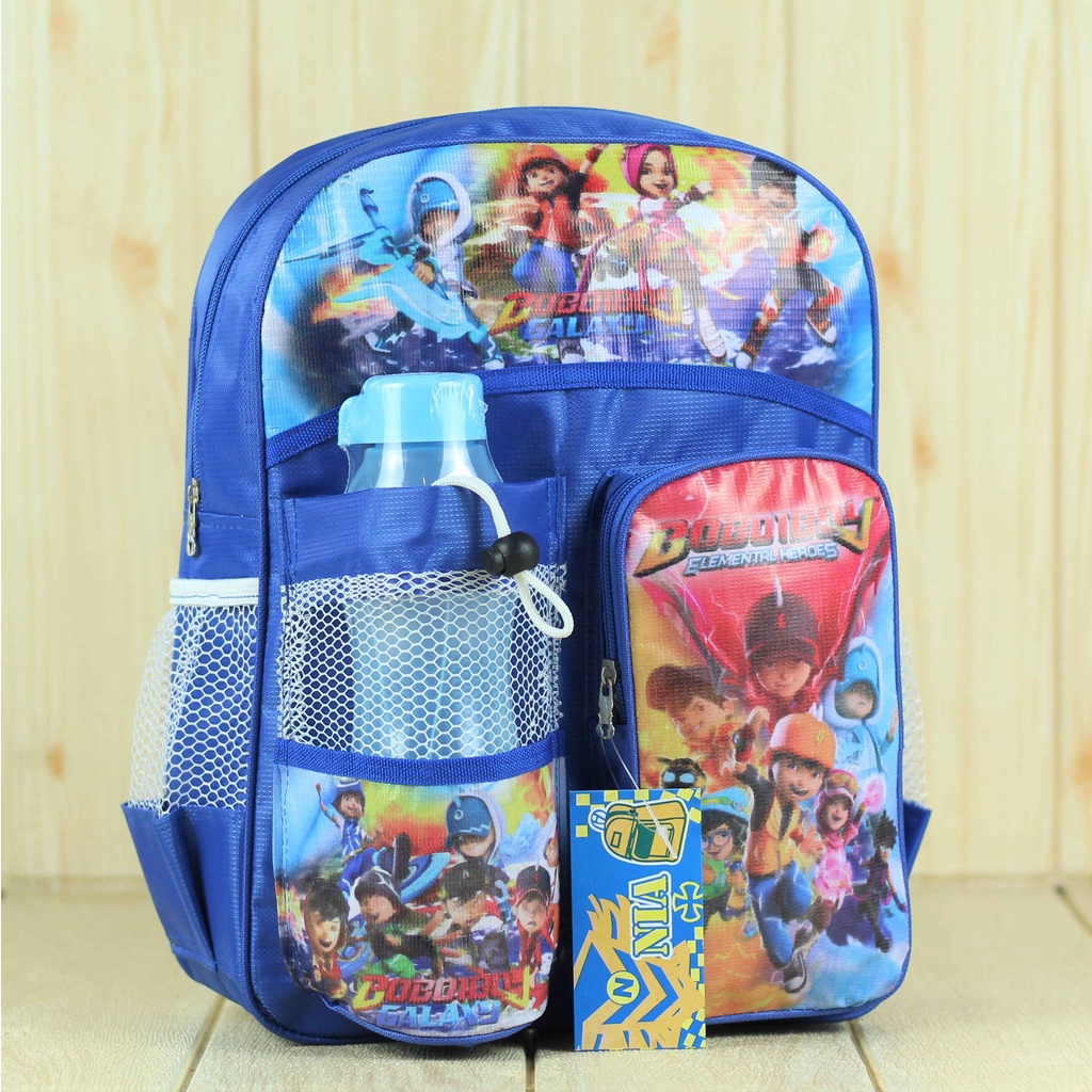 Tas Ransel Sekolah Anak Boboiboy Biru Karakter Perempuan Laki Laki Botol Minum SD PAUD TK Termurah Terbaru Lucu Keren Stylish