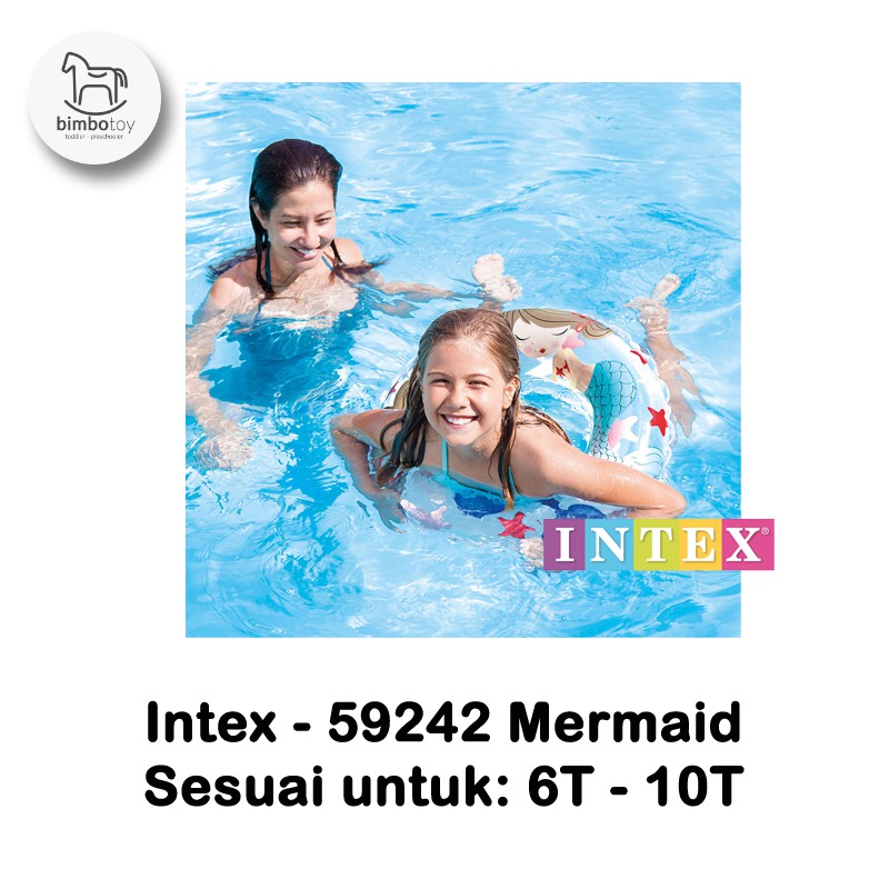 Bimbozone - Pelampung bulat Ban Renang Swim Ring - Intex 59242 Mermaid / Beach / Dino