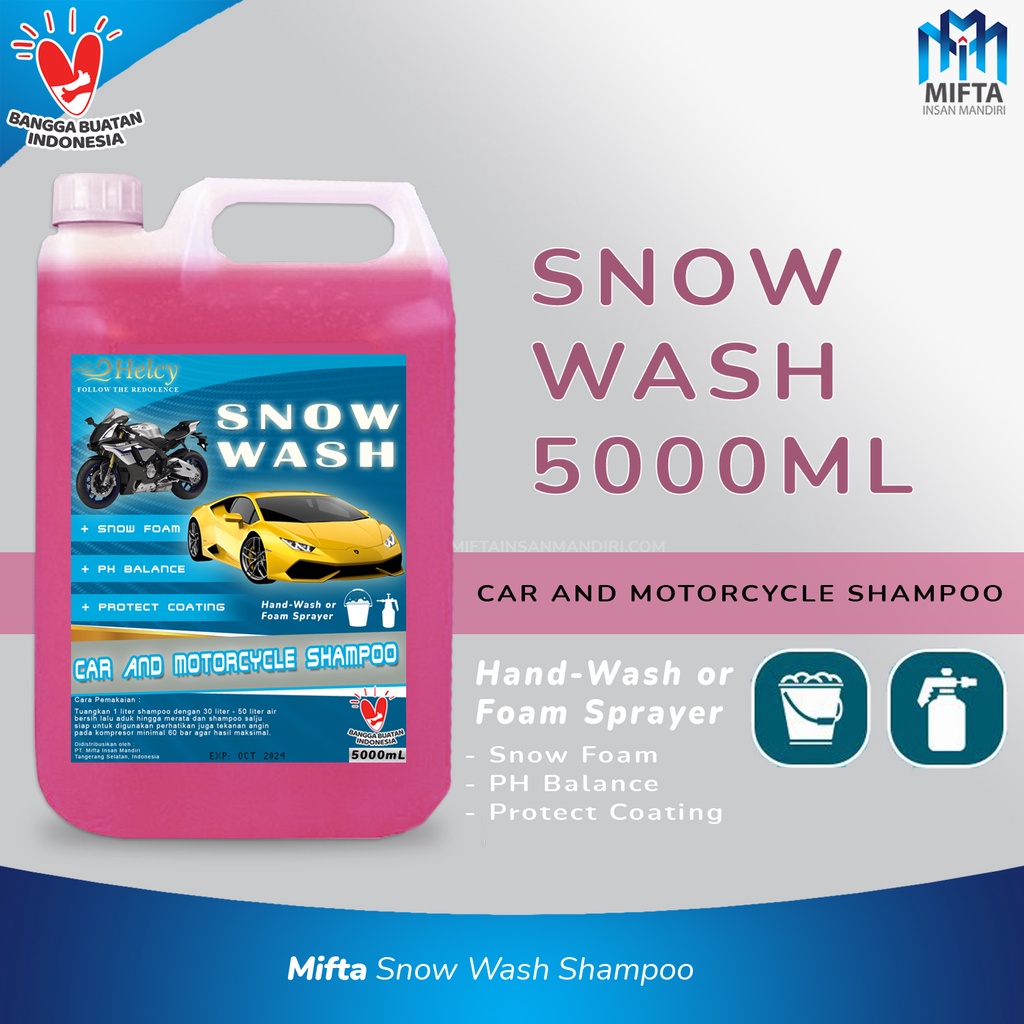 SNOW WASH CAR SHAMPOO HELCY / HELCY SABUN CUCI MOBIL MOTOR PREMIUM 5L