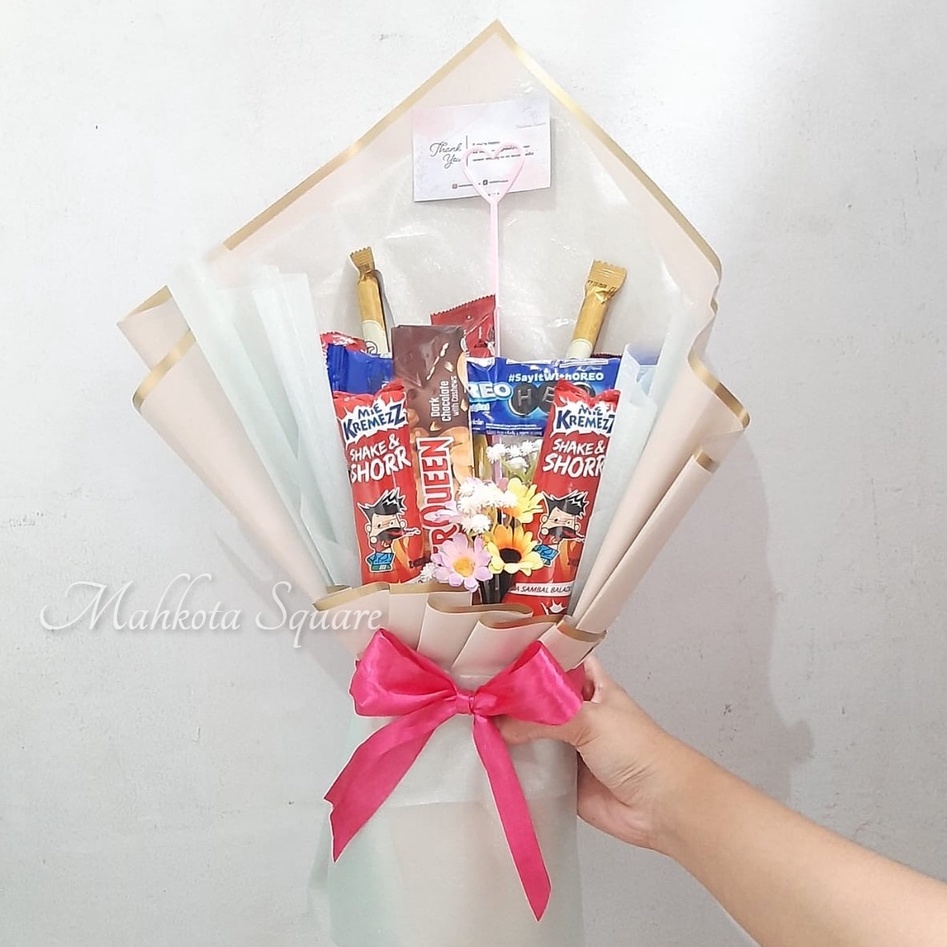 Buket Snack Bouquet Cemilan Buket Snack Wafer Coklat Chiki Mixed Snack Bucket