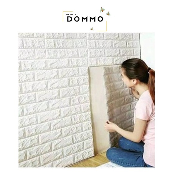 [IMPOR] DOMMO - D6020 Wallpaper Dinding Foam 3D Motif Batu Bata / Waterproof (77x70CM)