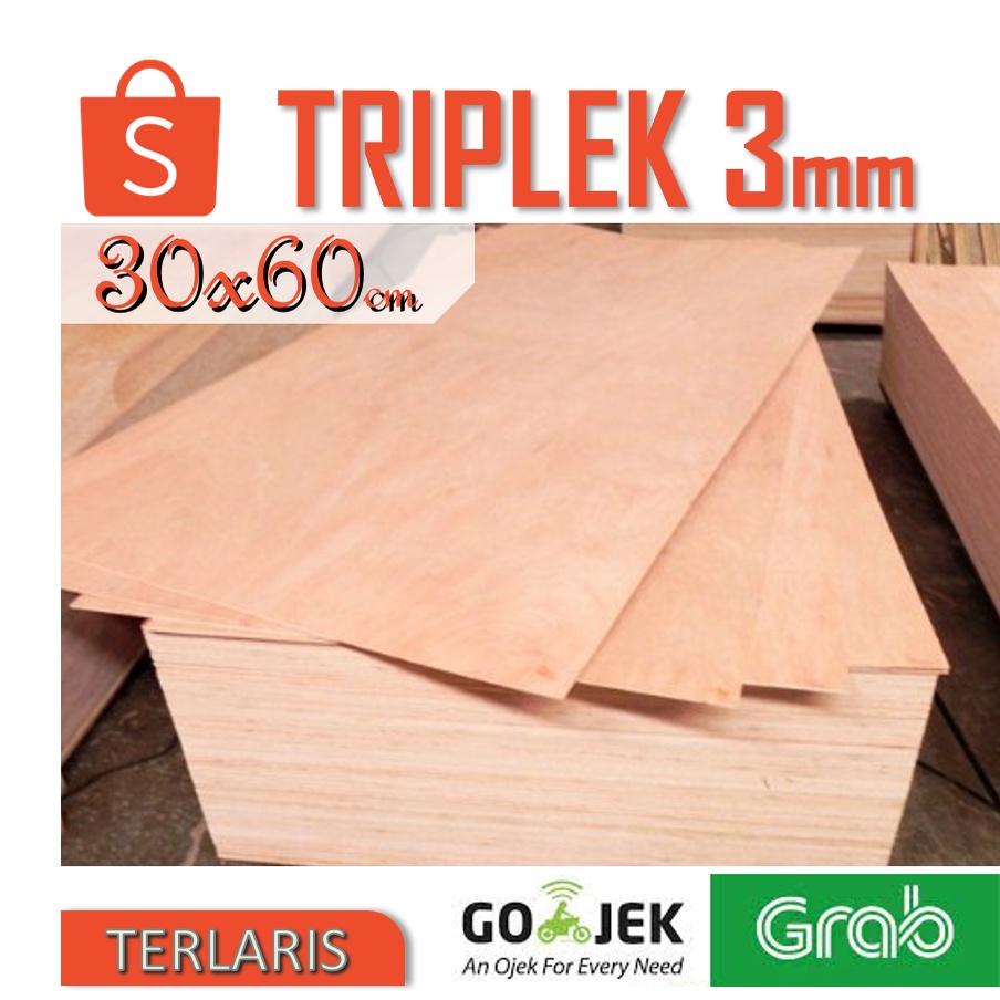 (isi 2 pcs) TRIPLEK 3 mm 30 x 60 cm. TRIPLEK 3 mm 30x60 cm