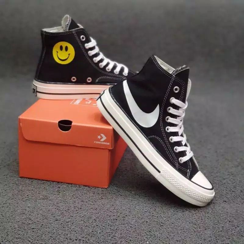 CONVERSE HIGH 70S X NIKE SMILE  SWOOSH SNEAKERS PREMIUM QUALITY