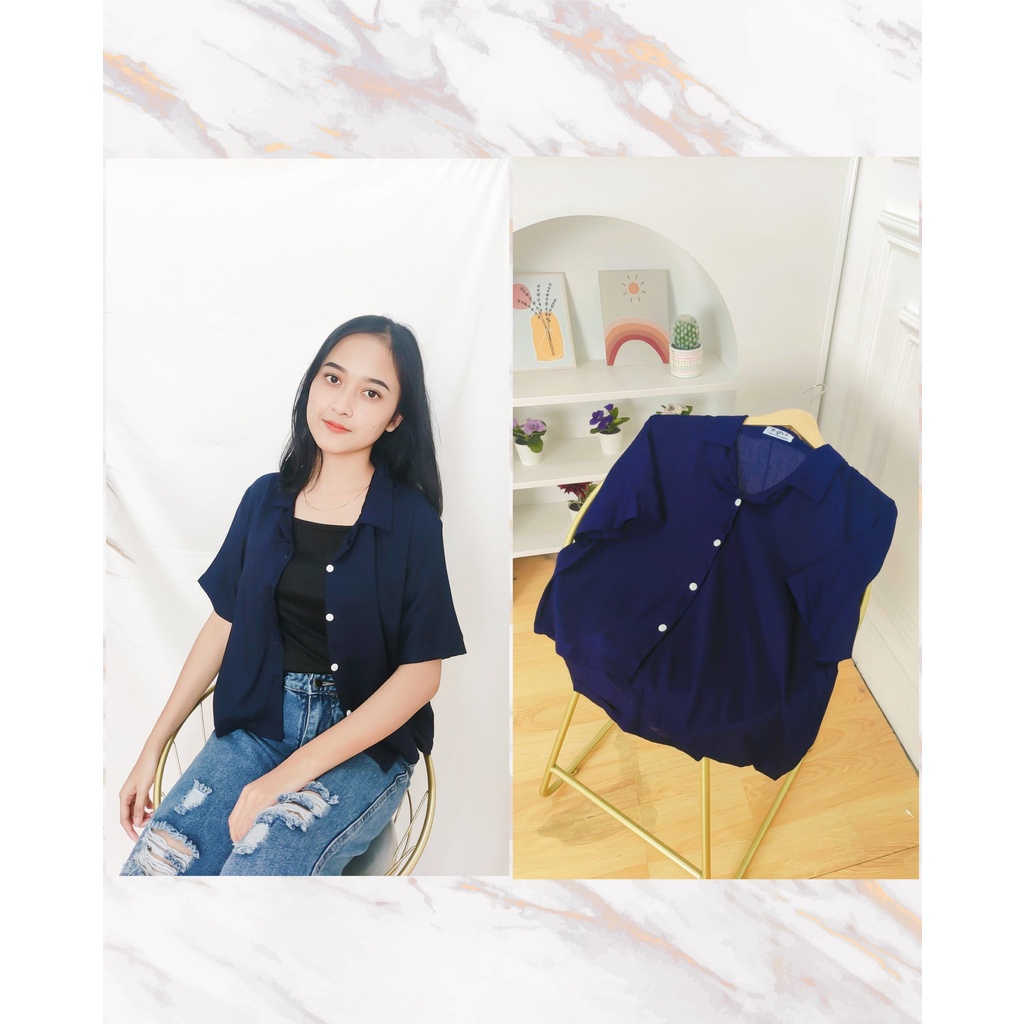 BEFAST - ZFS OOTD Kemeja Wanita KATTY / CONFIDENT RAYON DIAMOND SHIRT / Kemeja Crop Wanita / Kem Lengan pendek / Kemeja Banyak Warna / Fashion Ala Korean Style / OOTD Kekinian Remaja