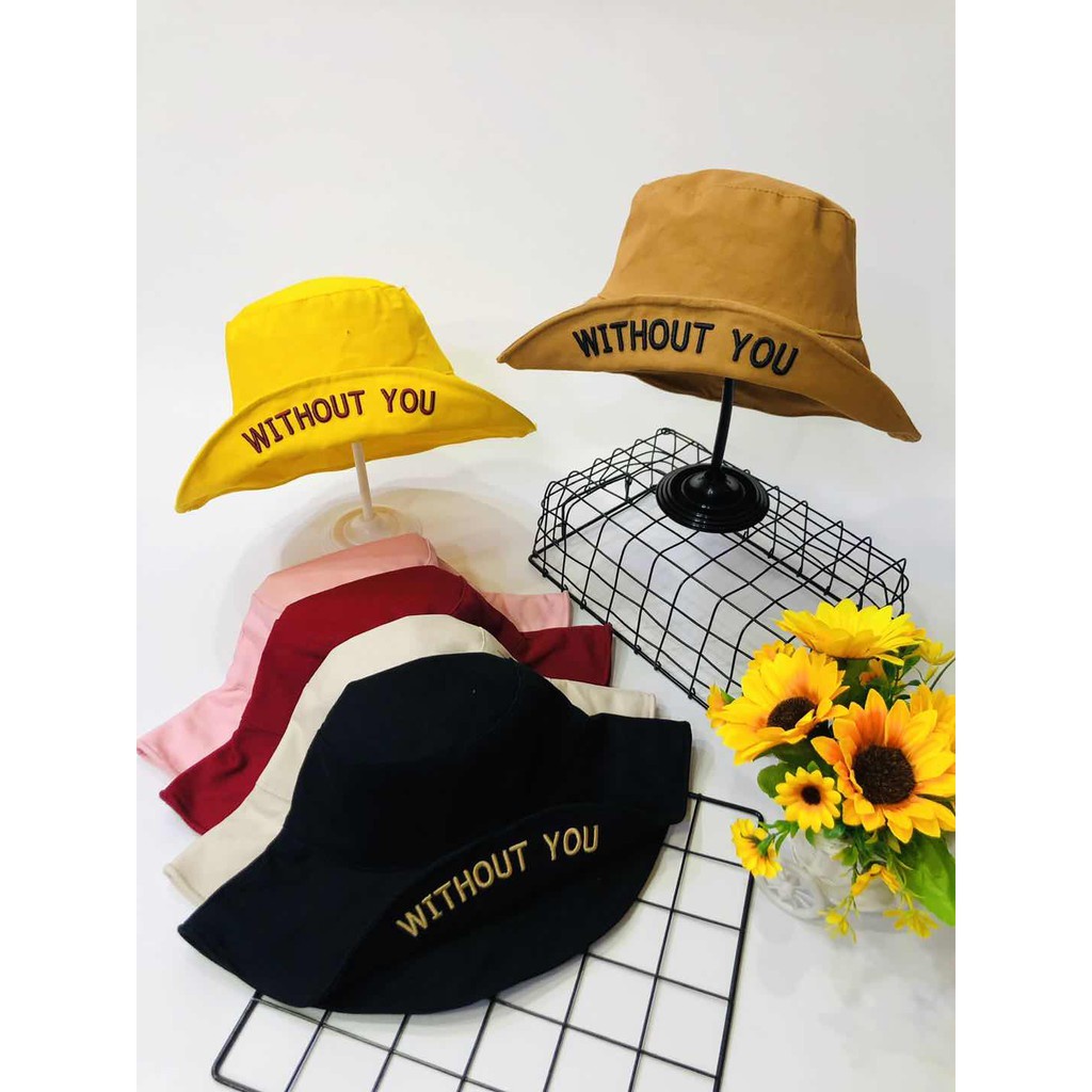 Topi Bucket Bolak Balik Bordir WithOut You / Bucket Hat WithOut You