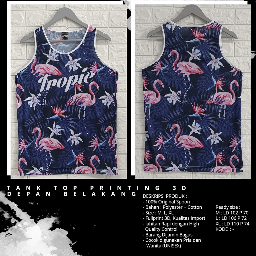 Tanktop/Singlet Pria/Wanita Dewasa | SPOON |  Olahraga/Pantai | Motif - Tropic