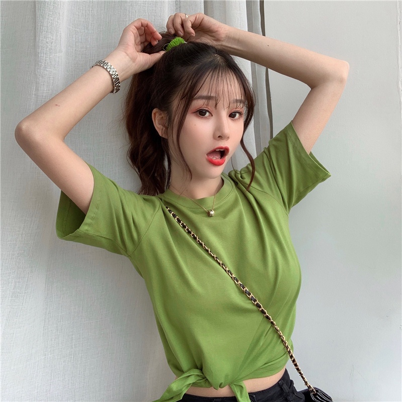 【 Bra Mall 】BM-105 Kaos Wanita Fashion Crop Top Import Korean Fashion