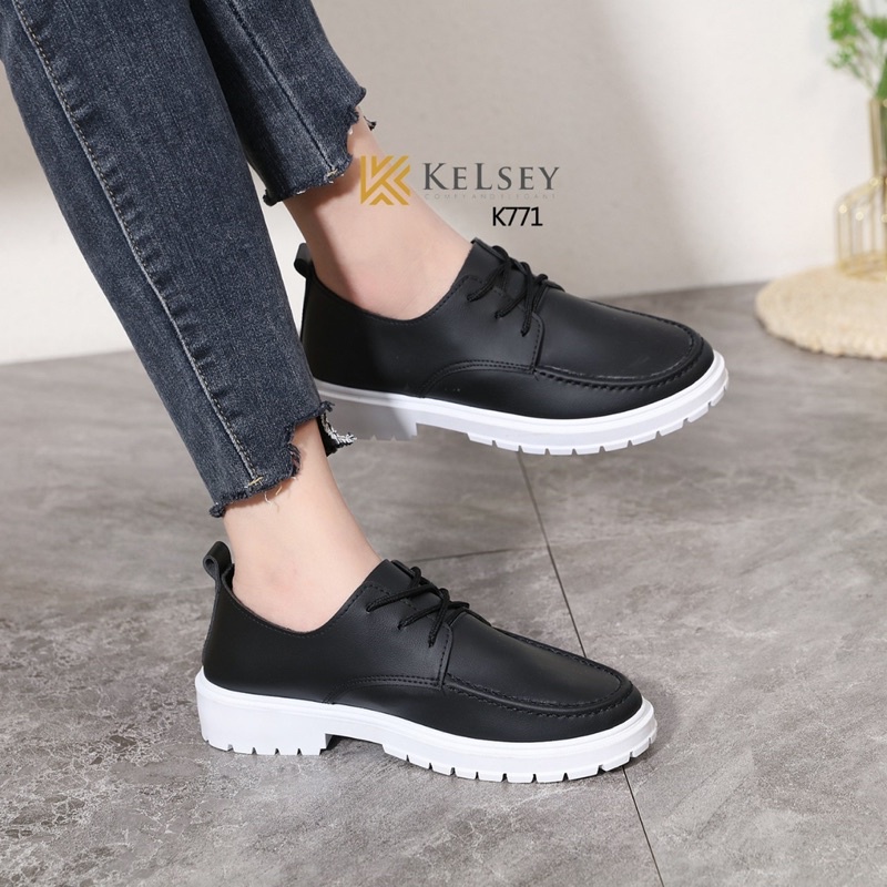 (GRATIS ALAS KAKI) NICOLE Sepatu Loafers Kulit Wanita Kelsey K771 Wedges Wanita Import