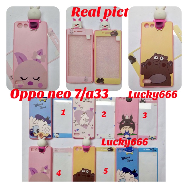 Soft case intip plus tempered glass oppo neo 7 silikon motif oppo neo7 a33