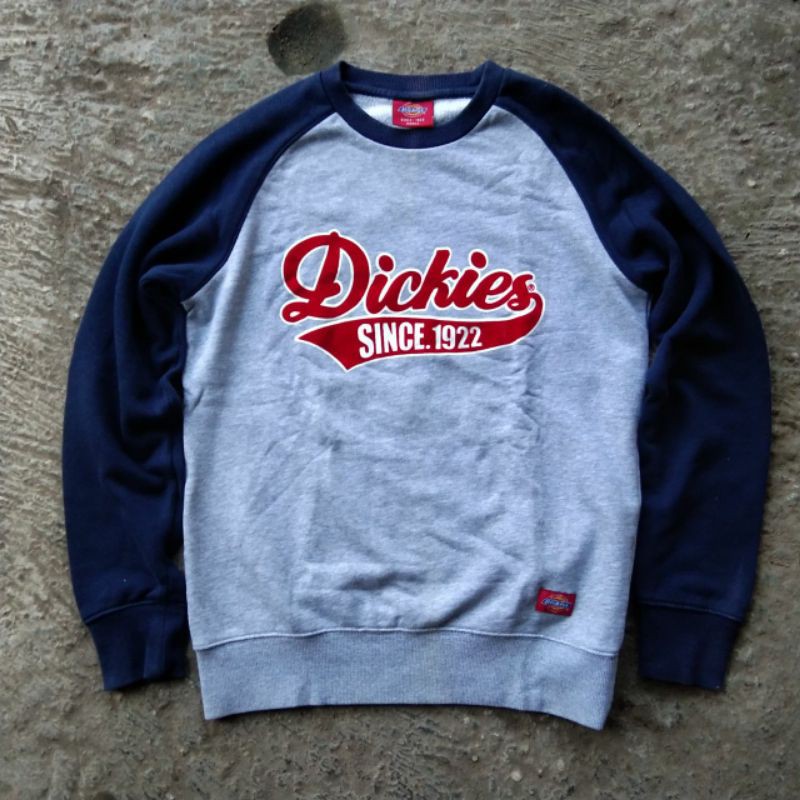 Dickies Original Crewneck Sweater Grey Blue Swearshirt Abu Misty Biru Dongker Polos Ori Kaos Panjang