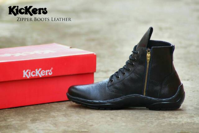 SEPATU BOOTS FORMAL KEREN PRIA COWOK KULIT ASLI RESLETING ZIPPER KERJA KANTOR DINAS RESMI BIKERS