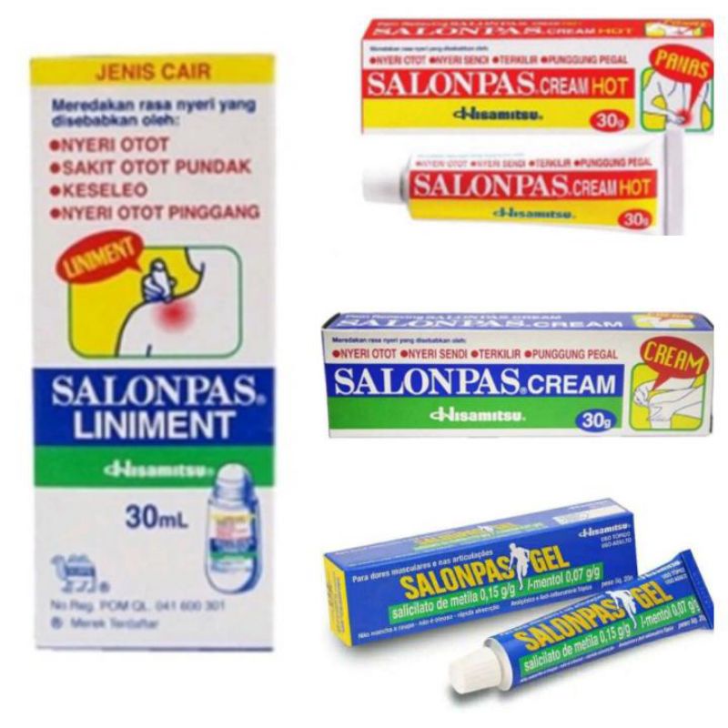 Salonpas Liniment Cair / Cream / Cream Hot / Gel Pereda Nyeri Keseleo 30ml / 50ml / 30gr