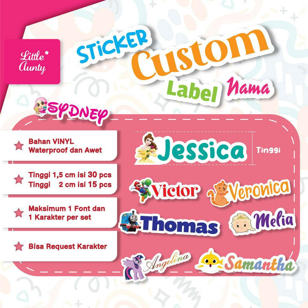 

Little Aunty Stiker Label Nama Anak Custom Waterproof