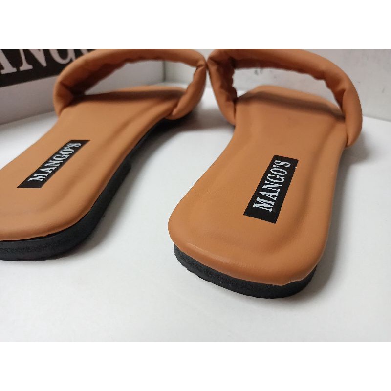 Sandal puffy Slip On Wanita Original MANGO'S 02 Sendal Slop Cewek Casual mules Korean style (MGS FLT Tira 02)