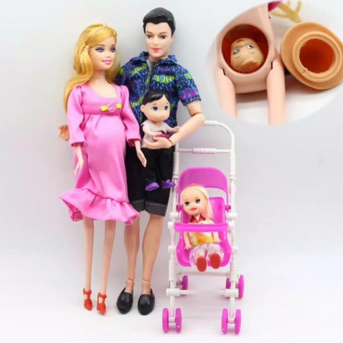 Paket Mainan Boneka Barbie Hamil Keluarga 6 items