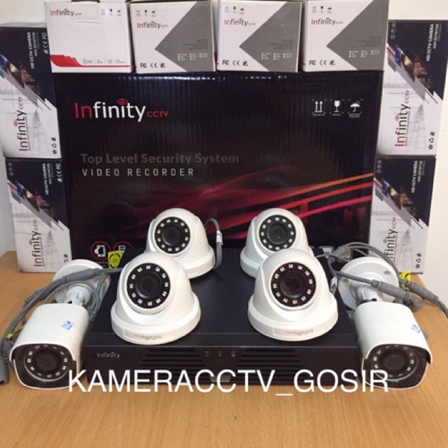 Paket cctv infinity 8 channel dengan 6 kamera infinity 2mp 1080P tinggal pasang