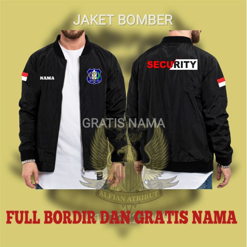jaket security,jaket satpam,jaket bomber security/satpam full bordir gratis nama