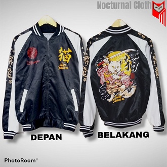 Jaket Bomber Sukajan Mempish Original Bahan Premium Jaket Sukajan Neko Samurai Terbaru Terlaris