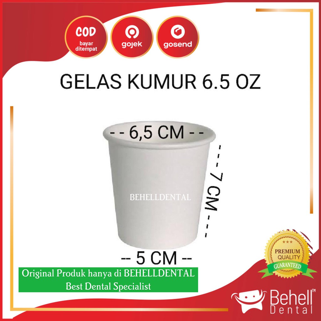 PREMIUM GELAS KUMUR PASIEN DOKTER GIGI DRG DISPOSABLE PAPERCUP / PAPER CUP / GELAS KUMUR PESTA ACARA MURAH 6.5 oz