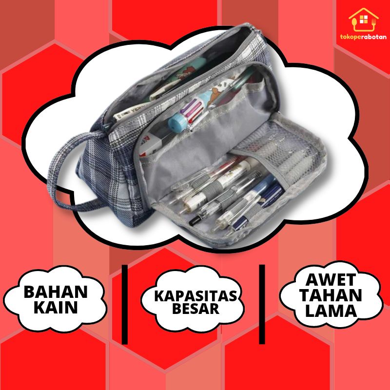 

Tempat Wadah Kotak Pensil Pulpel Bolpoint Bentuk Tas Mini Bahan Kain Case Pouch Stationery