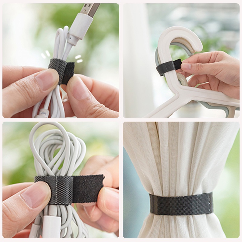 Strap Velcro Pengikat Kabel Data Warna Hitam