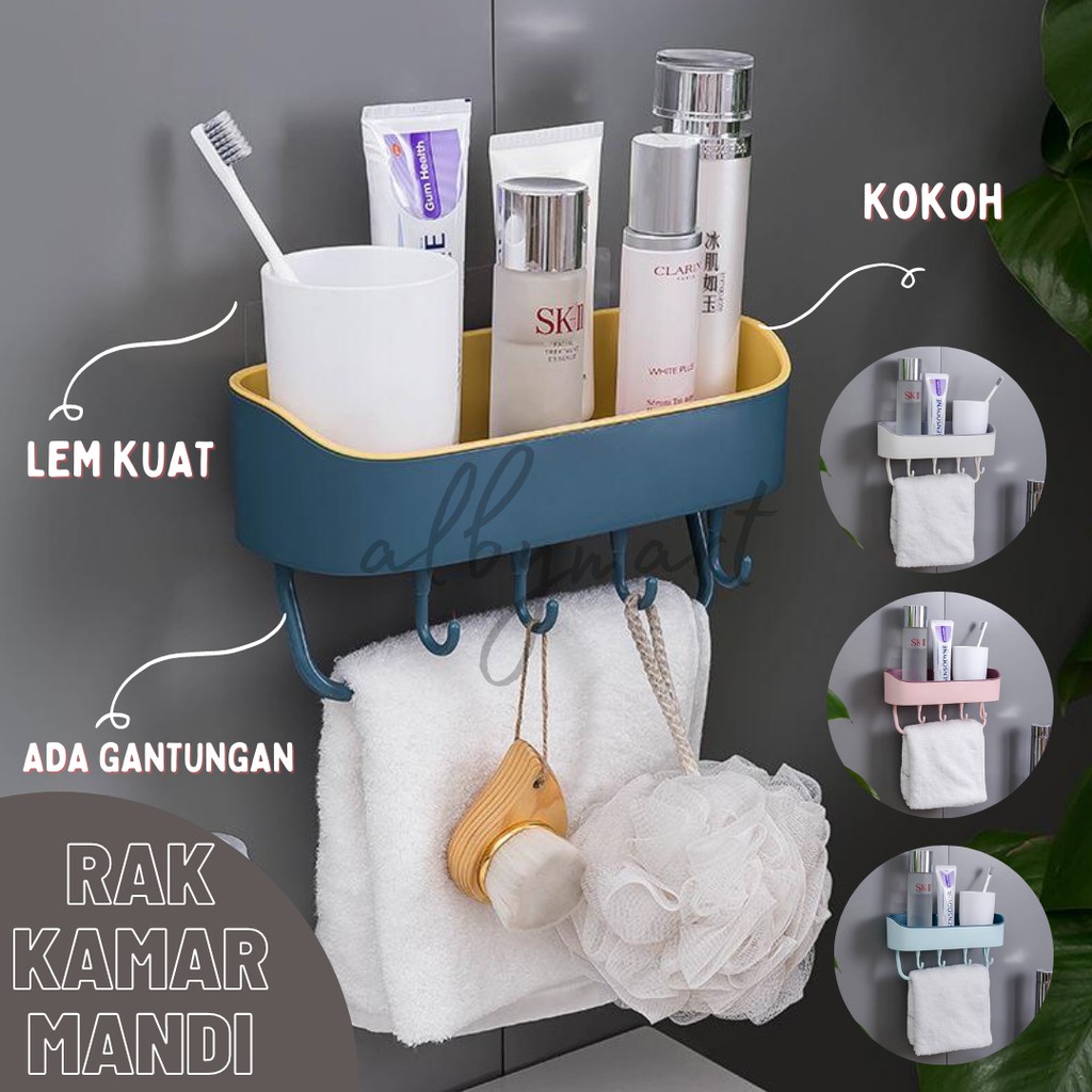 SHENAR  myhouseholdd168 - LILY PLATIC HOLDER - Rak Dinding Serbaguna Tempel Susun Dapur Kamar Mandi Plastik Tanpa Paku , Multi fungsi Murah