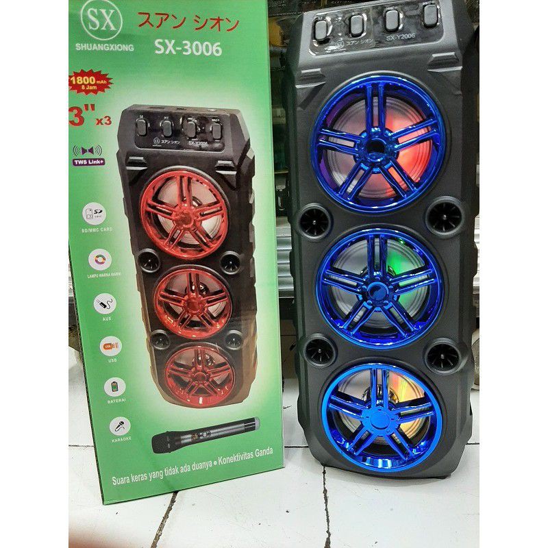 COD SPEAKER BLUETOOTH KARAOKE 3 TINGKAT SX-Y3006 PLUS MIC KARAOKE X-BASS // SPEAKER SALON AKTIF//SPEAKER KARAOKE